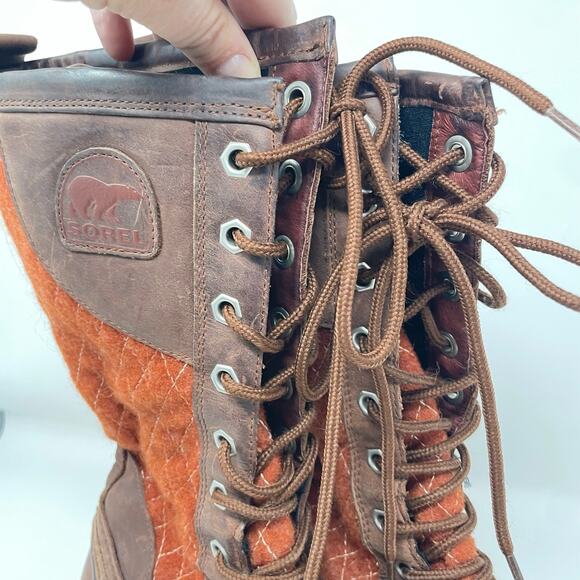 Sorel Tall Quilted Lace Up Top Rubber Bottom Winter Snow Water Boots sz. 8 - Picture 4 of 8